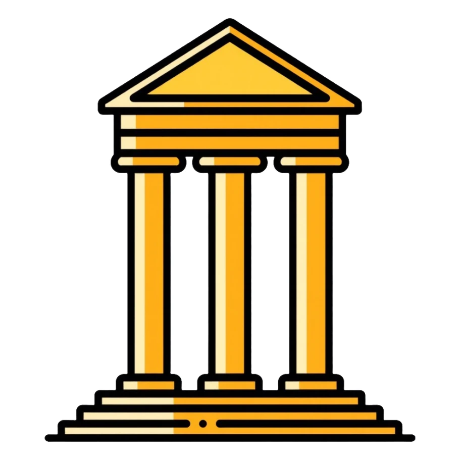 classical building with columns in yellow color sticker