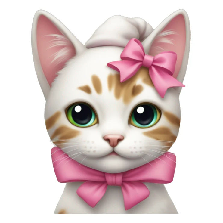 Cute Christmas cat with a pink bow on ear sticker