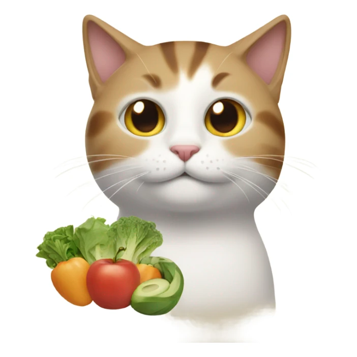 Cat with very healthy food sticker