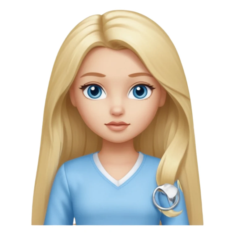 Bratz Cloe Blonde long hair blue eyes, Light blue outfit sticker