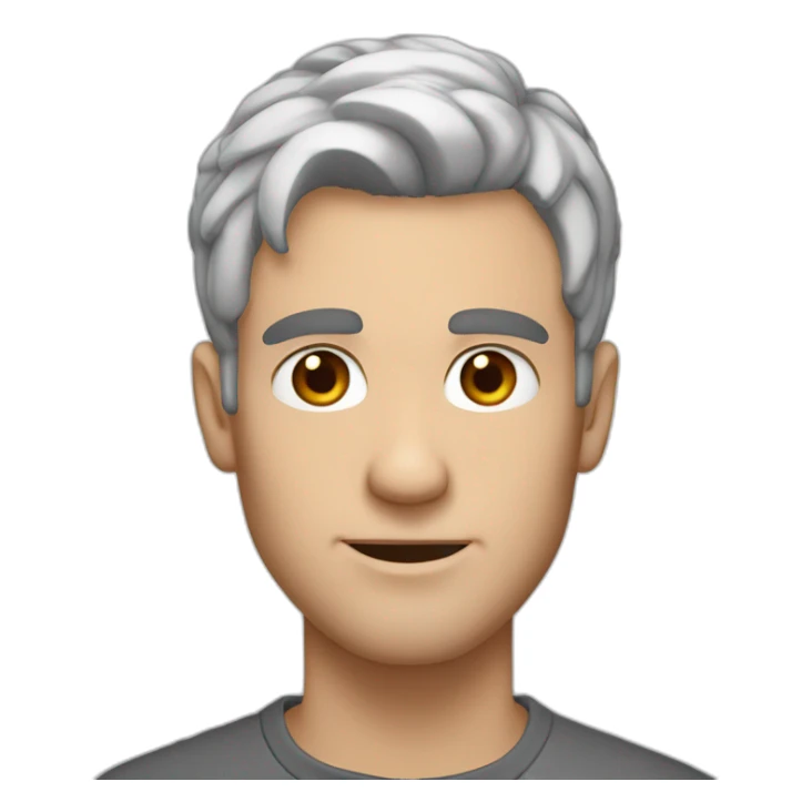 white guy tainted gray hair, brown eyebrows, mid 20s sticker