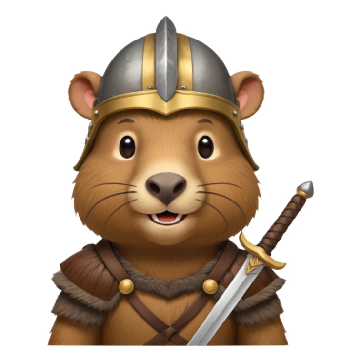 capybarra with viking helmet and sword sticker