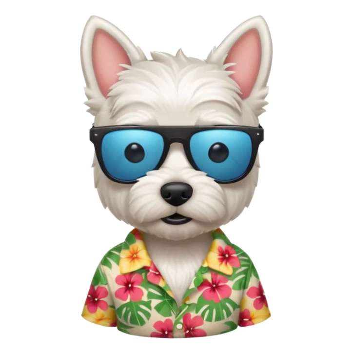 Un westie con gli occhiali da sole e la camicia hawaiana  sticker