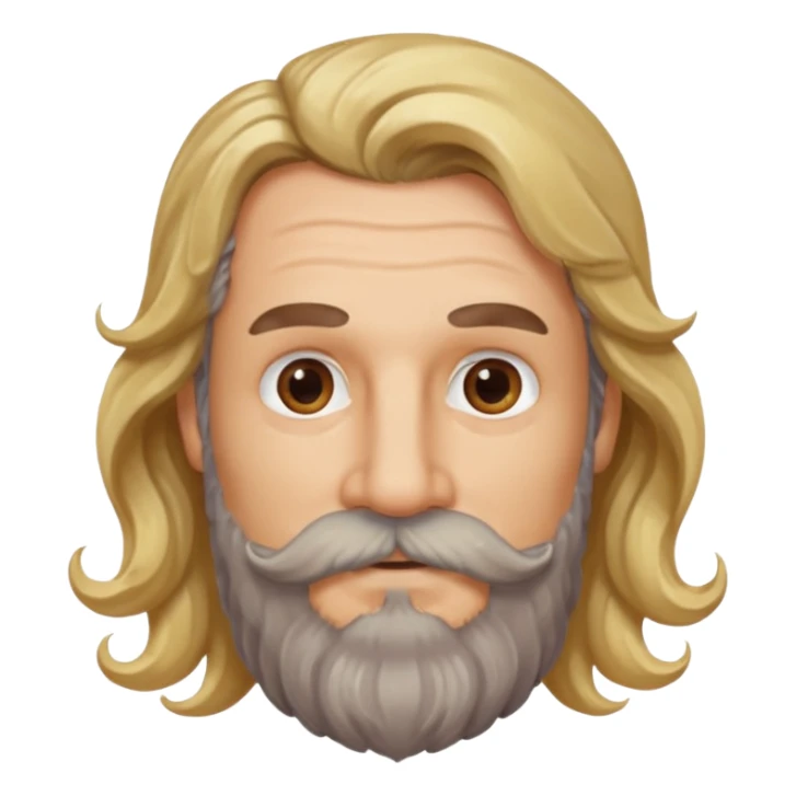 MID AGE MAN WITH LONG BLOND & bROWN WAVY HAIR; AND BROWN & GREY MOUSTACH AND BEARD sticker