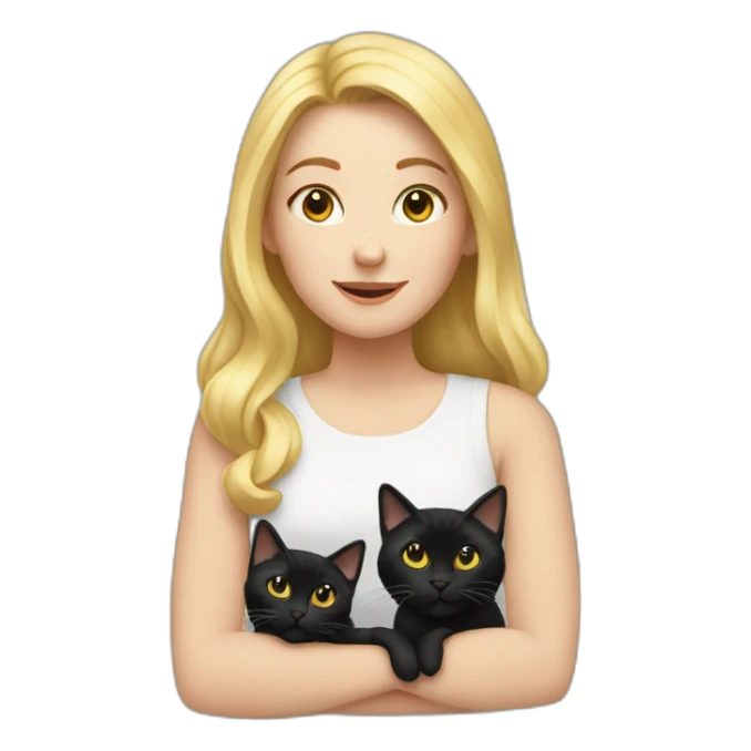 Blond White woman with five black cats sticker