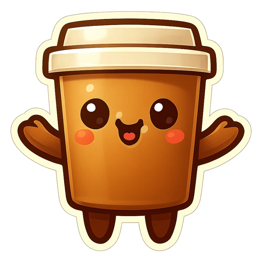 Tall coffee cup, vompassion, offerring a hug sticker