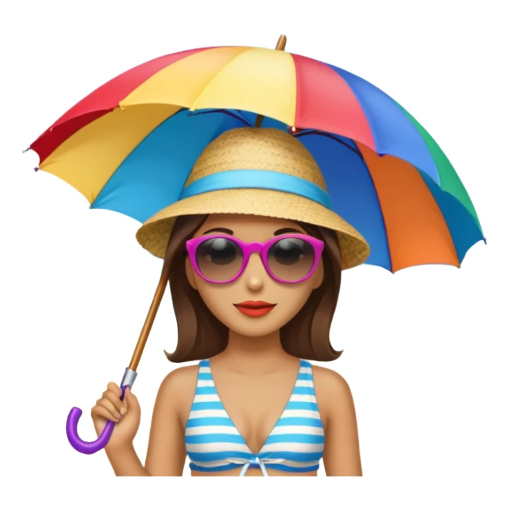 summer beach colorfull umbrella sticker