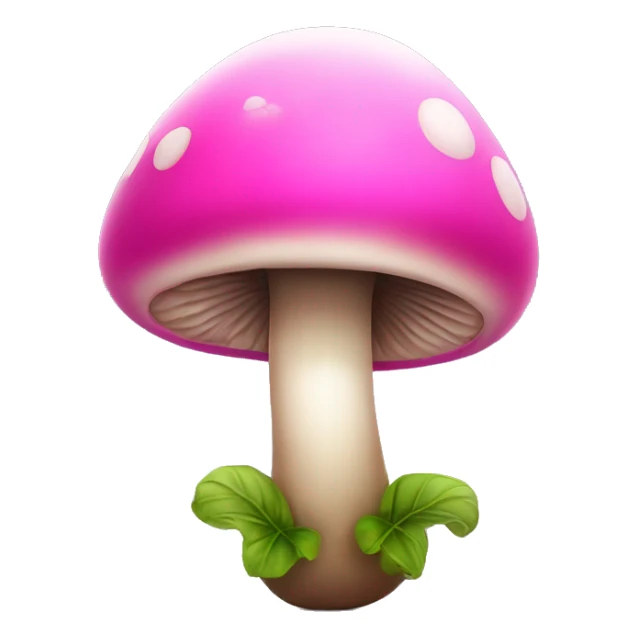 Pink little smiley mushroom with long stem growing between two balls sticker