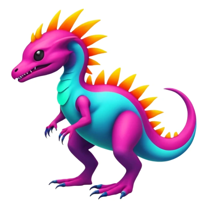 An exotic neon colorful unique bizarre eccentric Fakémon-creature (full body) sticker