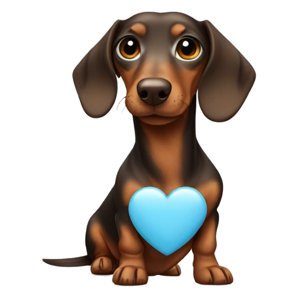 dachshund brown in light blue heart sticker