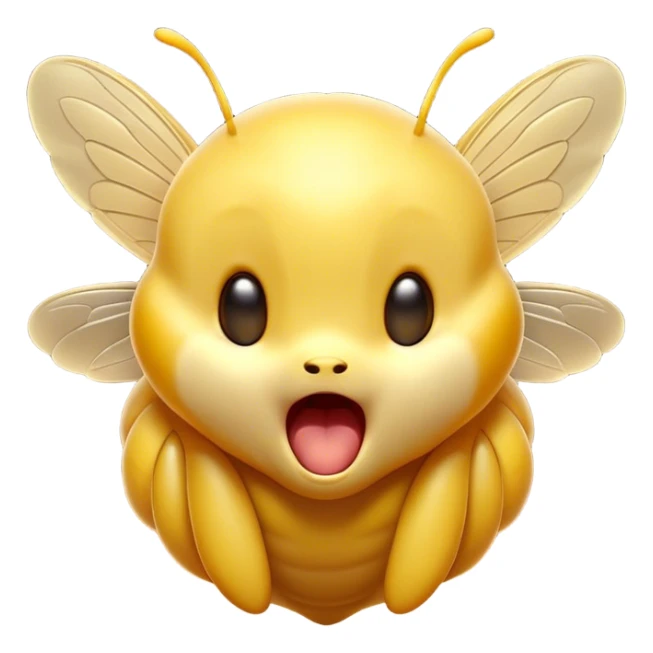 Cinematic Adorable Yawning Wasp Portrait Emoji, Head tilted slightly with a dramatic, wide-open yawn, showcasing a tiny, streamlined body with gently drooping wings and sleepy, half-closed eyes, Simplified yet irresistibly cute features, highly detailed, glowing with a soft, cozy glow, high shine, relaxed yet expressive, stylized with a dash of whimsical insect ease, soft glowing outline, capturing the essence of a drowsy wasp that appears ready to stretch and yawn its way out of the screen! sticker