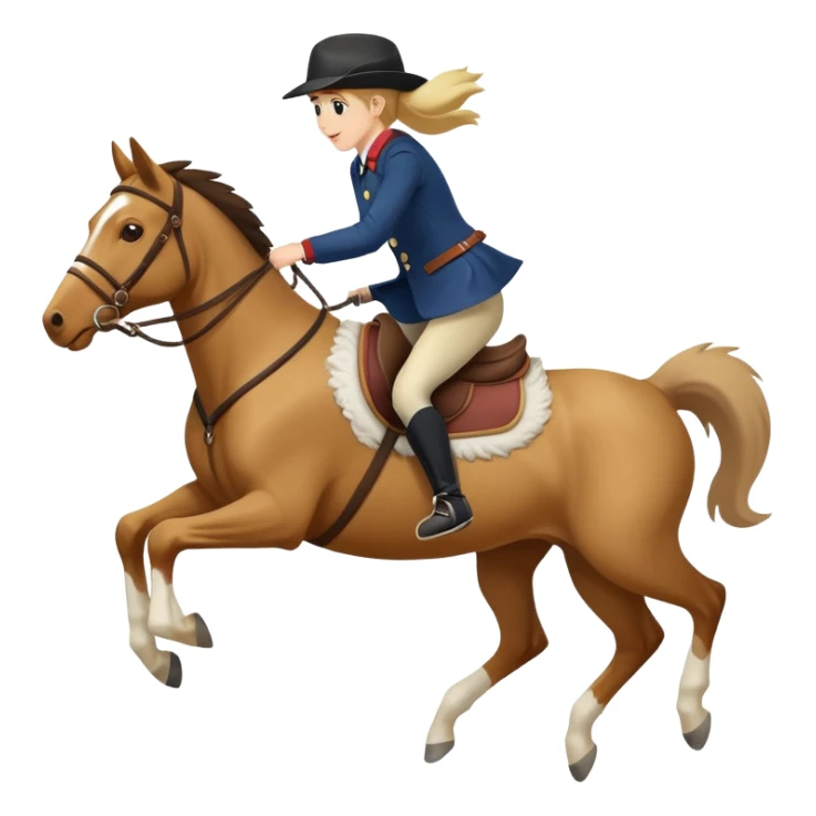 person riding a horse jumping over a dog sticker