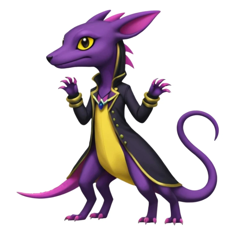 Anthropomorphic Scaley Exotic Salandit-Salazzle-Umbreon-Fakémon-hybrid-creature (full body)  sticker