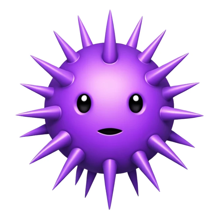 purple circular virus with protruding spikes clean minimal style sticker