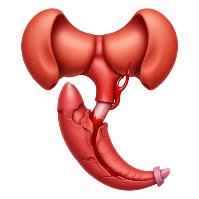 realistic anatomically shaped uterus with visible blood, emoji style sticker