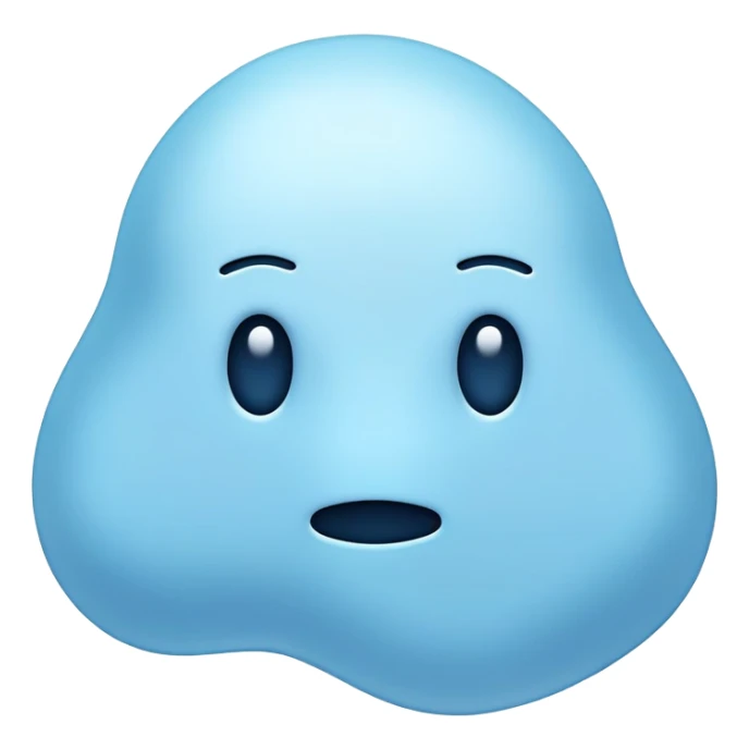 abstract irregular light blue shape, absolutely no facial features, no eyes, no mouth, purely abstract color blob sticker