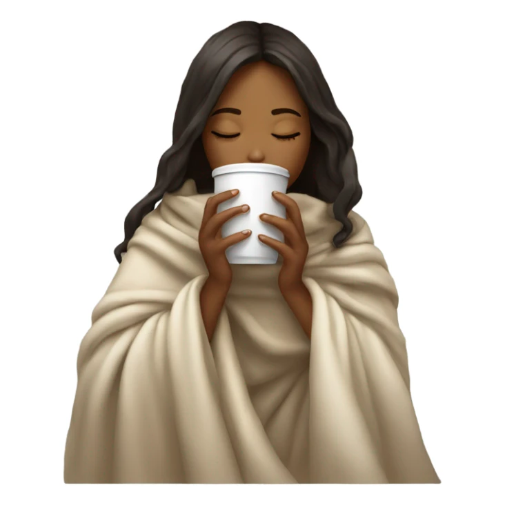 Light girl inside a blanket sipping coffee eyes closed sticker