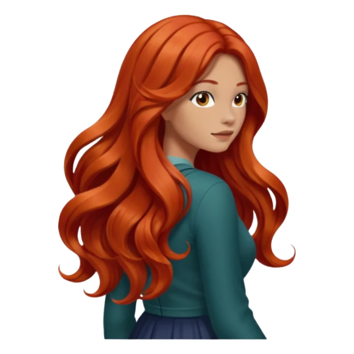 back view of long red hair sticker