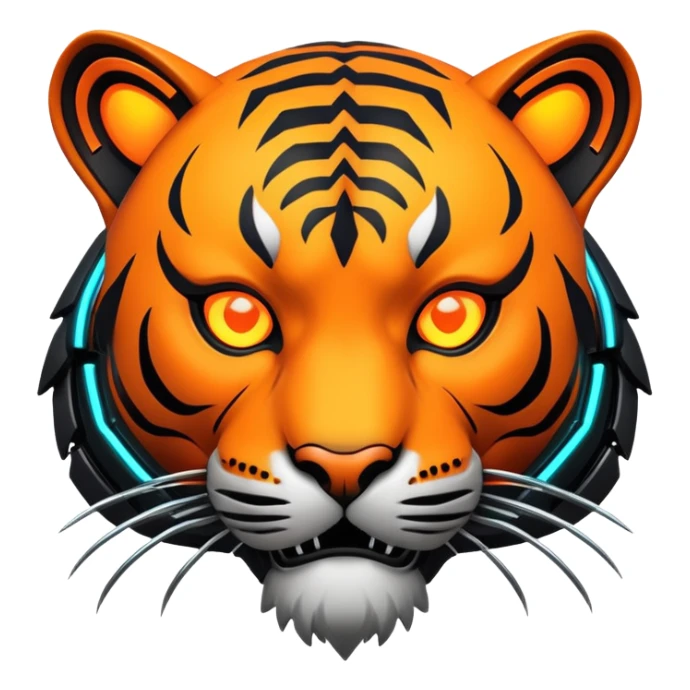 cyberpunk tiger face with neon elements and cybernetic implants for Twitch emote sticker