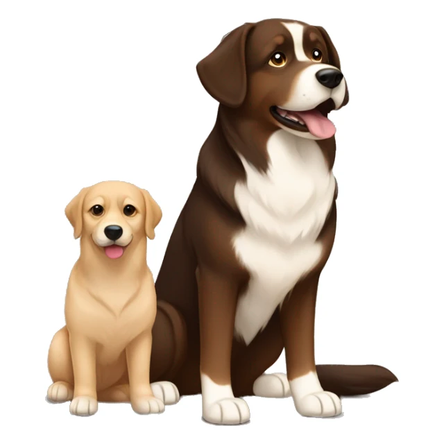 Finnish Lapphund Brown and light brown standing up with a dark brown Labrador friend  sticker