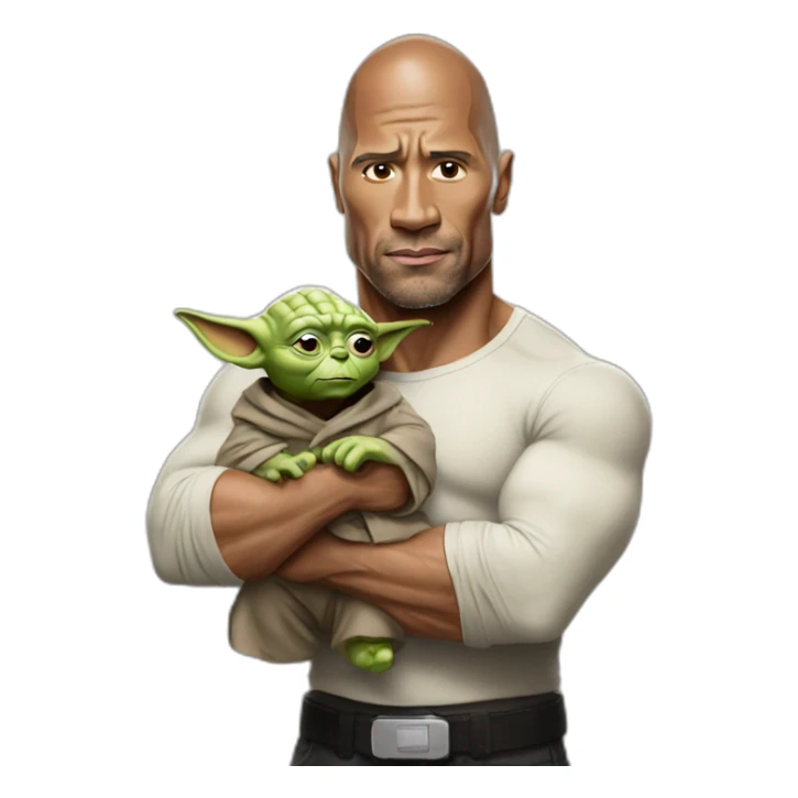 The rock with yoda sticker