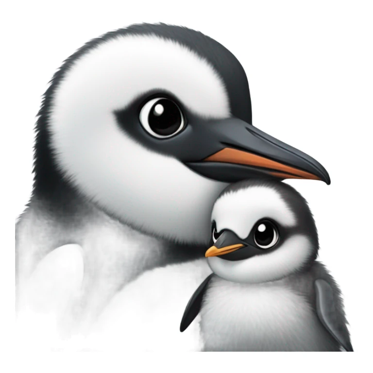 Baby penguin with its mother sticker