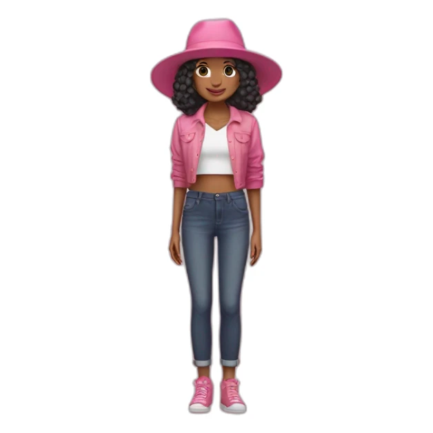 Uma menina Boiadeira com chapéu de boiadeira com roupa rosa e cabelos longos e pretos sticker