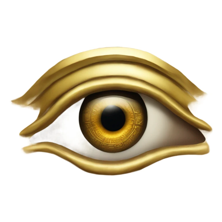 A detailed and intricately designed eye, often associated with ancient Egyptian culture. The eye is adorned with a gold-colored eye socket, surrounded by a darker band.  sticker