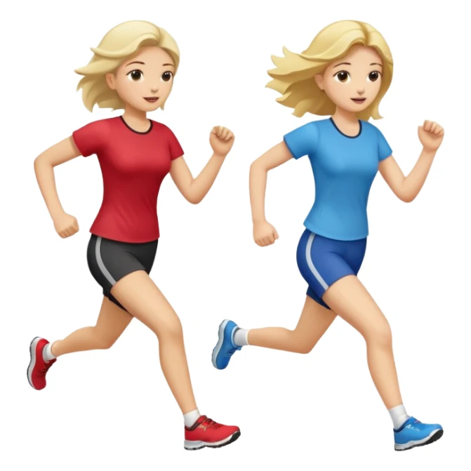 I want 2 women holding hands running in same direction, one is brunette, one is blonde sticker