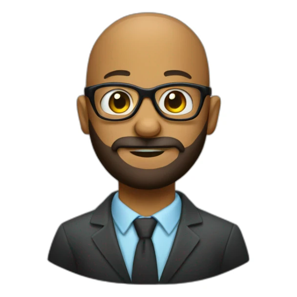 baldhead with beard looking proffesional with geek glasses sticker