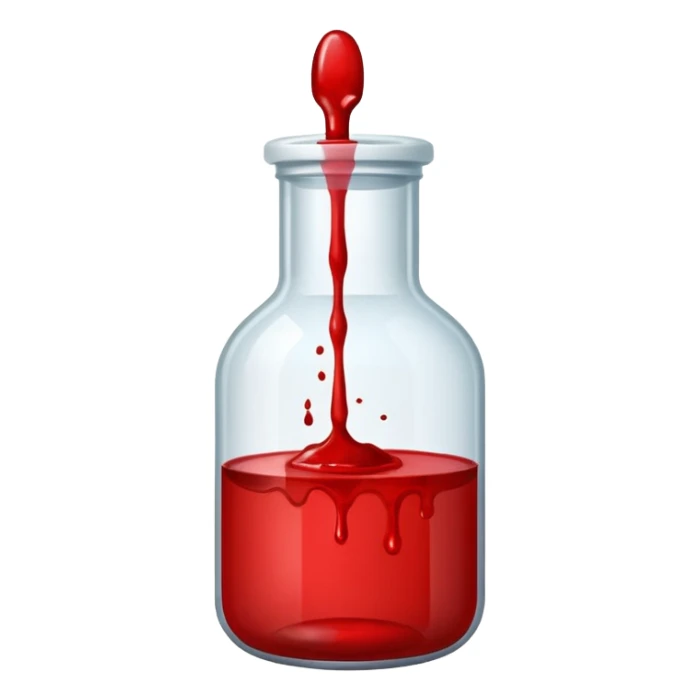 A lab science bottle but filled with blood sticker