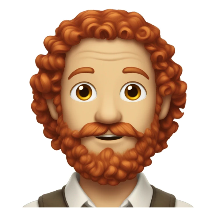 Hobbit with red curly hair and a van dyke beard sticker