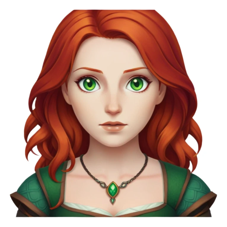 Triss Merigold from The Witcher with red hair and green eyes sticker