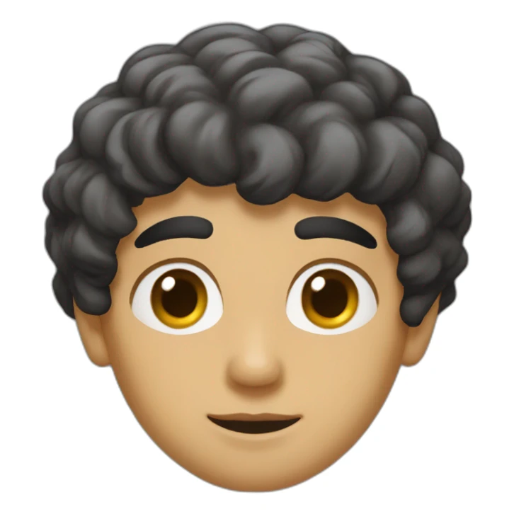 arab boy with curly black hair, uni-brow, faded mustache, and brown eyes sticker