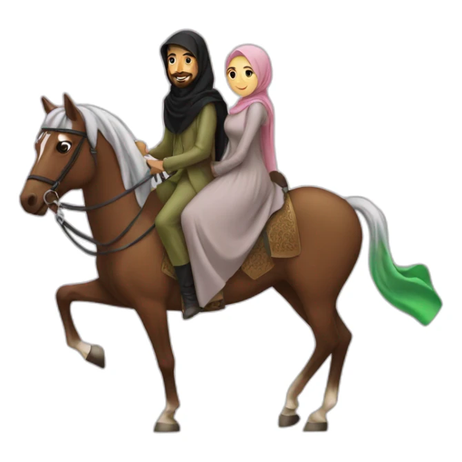 Hijabi women  and saudi men on a horse sticker