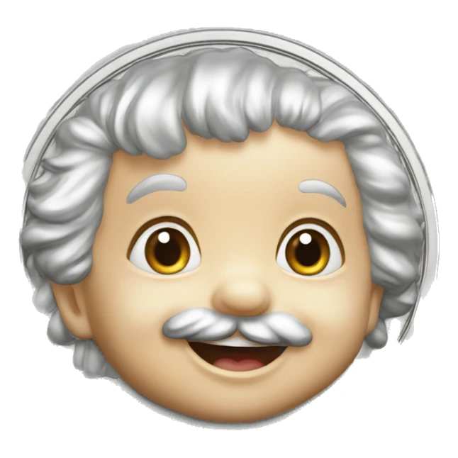 albert einstein happy baby face silver medal sticker