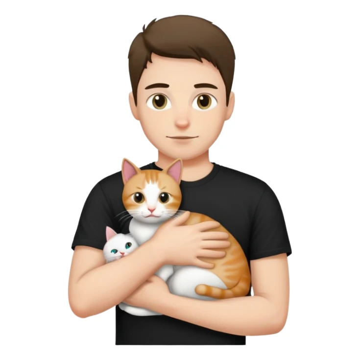 A man in a black t-shirt holding a cat in his arms sticker