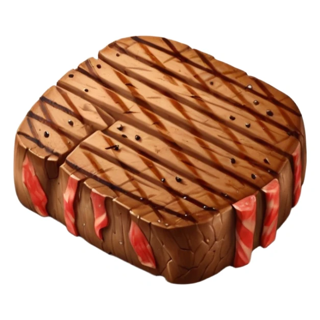 grilled steak object icon, cooked beef steak with grill marks, juicy texture, 3D cartoon, mobile game icon style, centered, clean background, soft shadow, no text, no watermark
 sticker