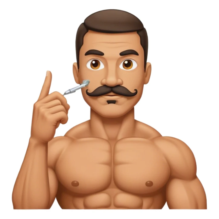 Super muscular stoner with a mustache sticker