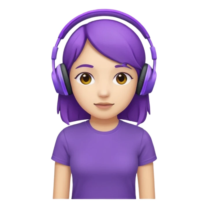 girl with purple headphones and tshirt sticker