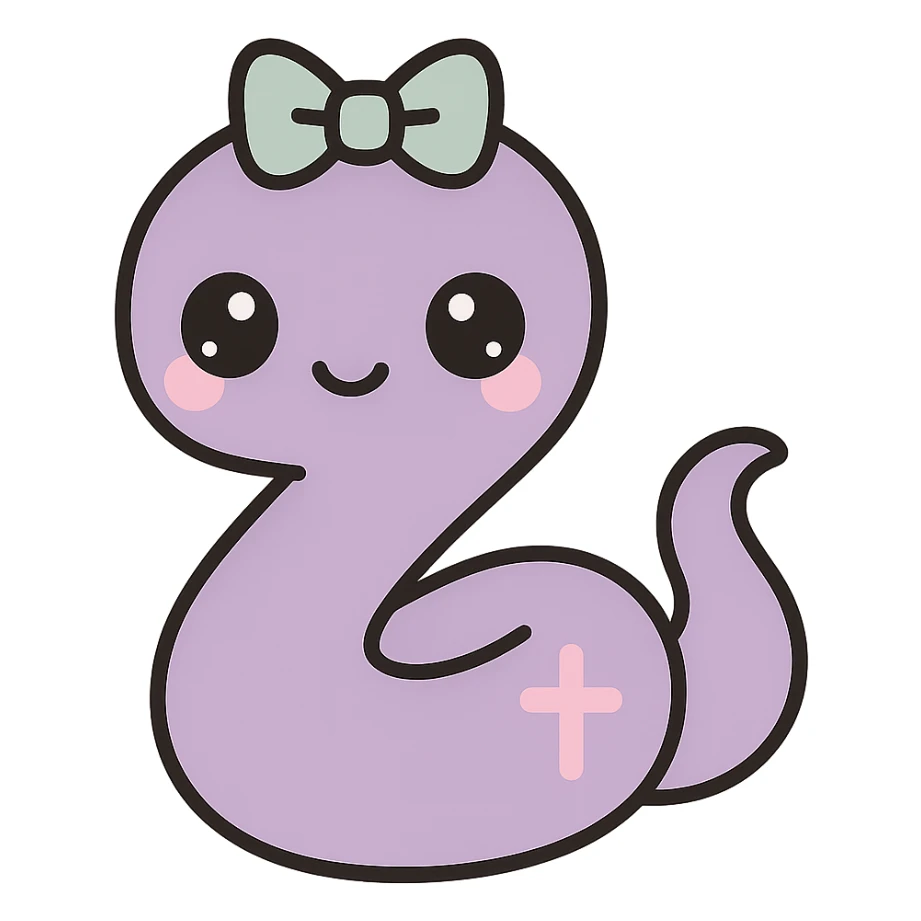 Replace the pet with a cute gothic snake, keeping the kawaii gothic style, and preserve the transparent background. sticker