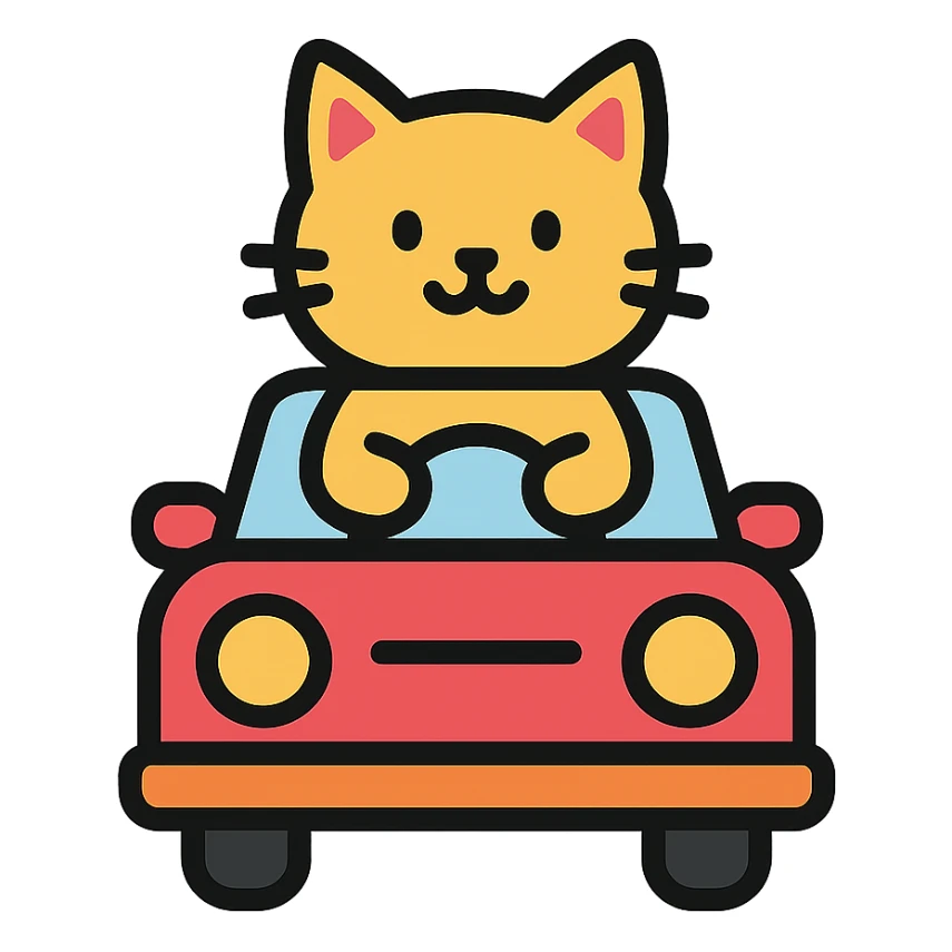color outline icon of a cat in a car sticker