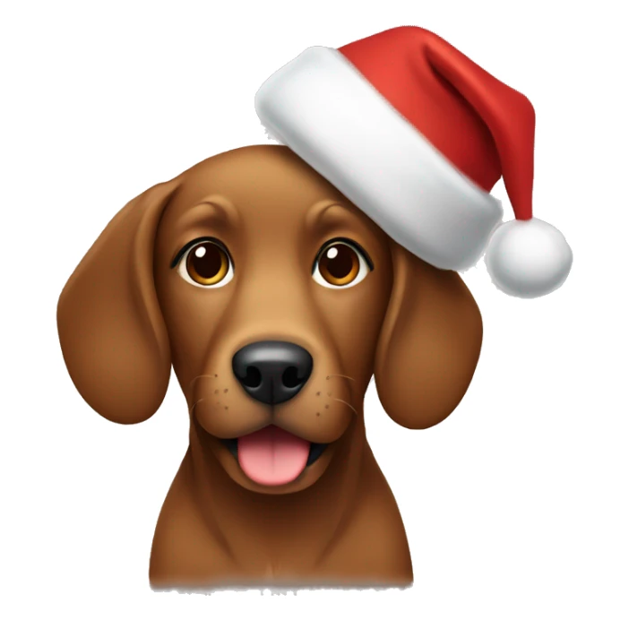 Brown dog with Christmas hat sticker