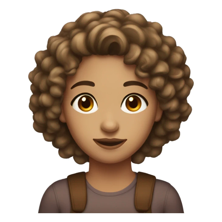 fair girl, brown eyes, curly hair with middle part  sticker