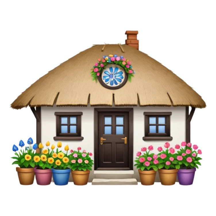 A Ukrainian peasant house with white walls sticker