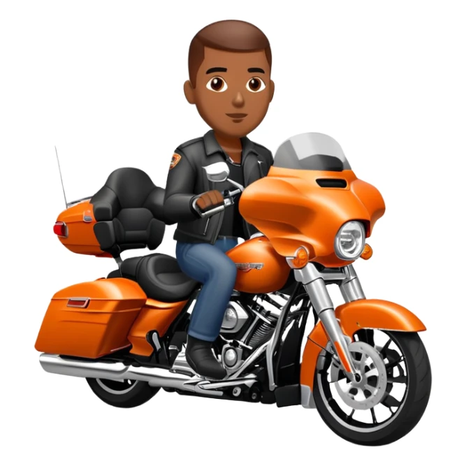 Black man riding a 2020 Harley Davidson street glide Orange  sticker