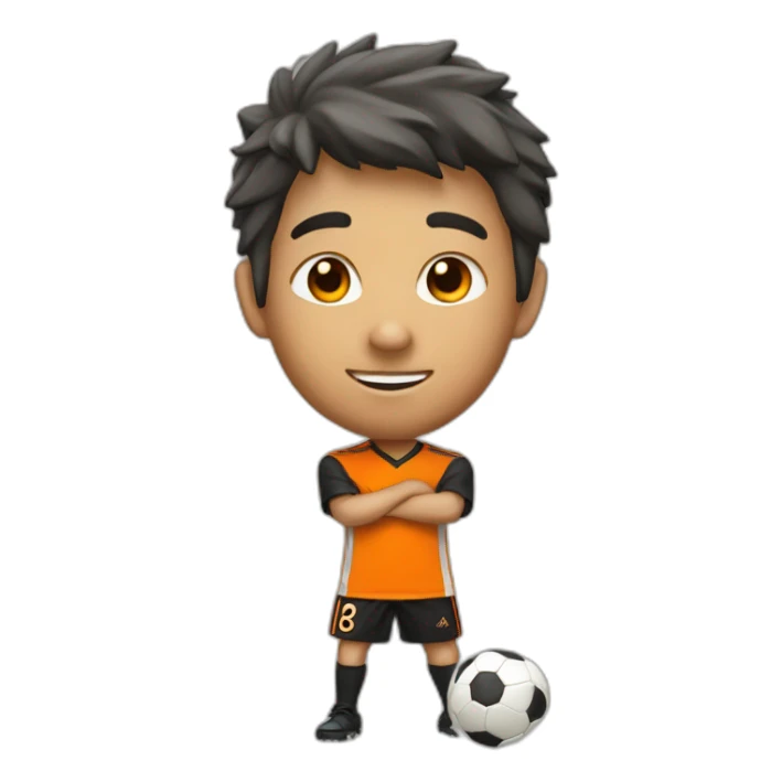 Petit loup footballeur en orange et noir sticker