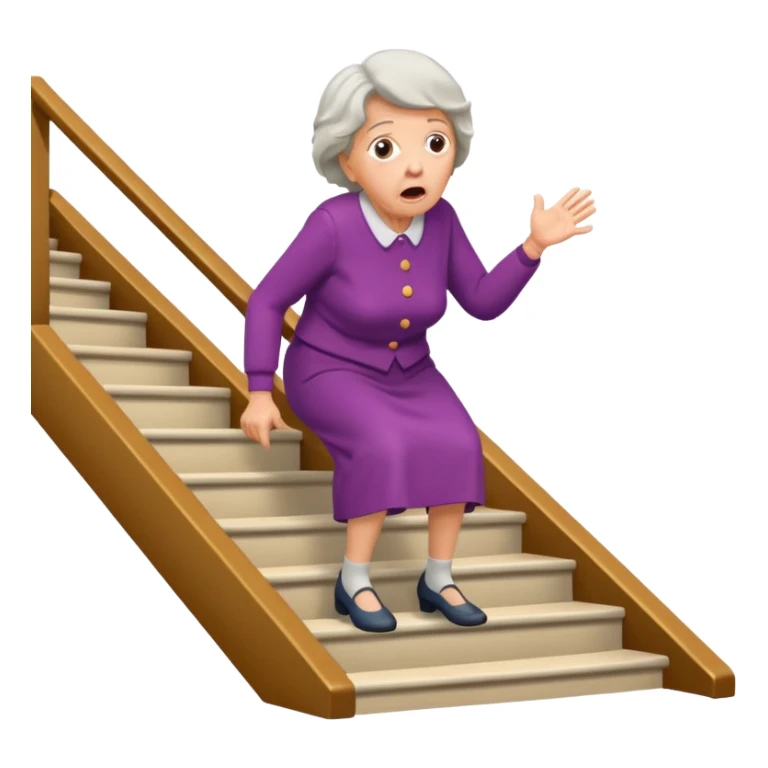 Make a emoji of a grandma falling down the stairs. sticker