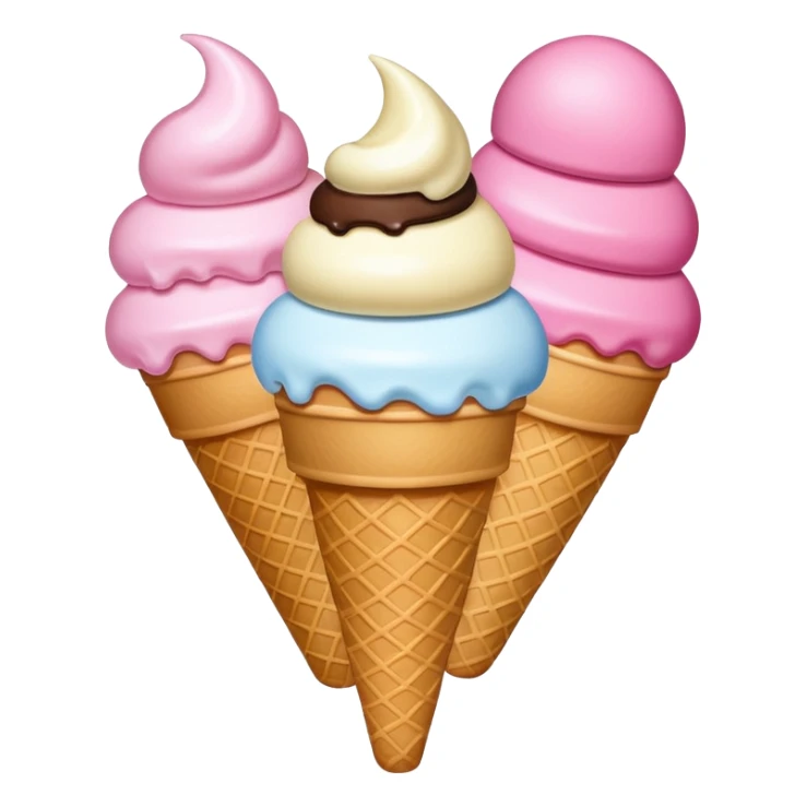 3 scoops of icecream - bottom two scoops are vanilla and top is pink sticker