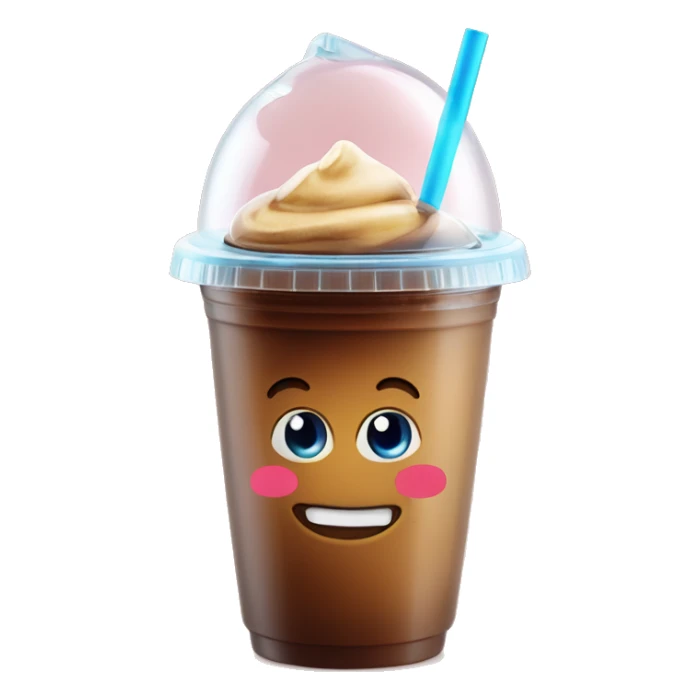 Cold coffee with ice cubes In a plastic cup With a dome-shaped cover 450 ml sticker
